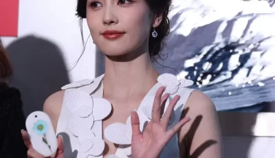 白鹿 活动生图 白色立体花朵连衣裙